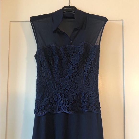 🎉TAKE 50% OFF! Long Blue Chiffion and Lace Dress - Picture 3 of 3